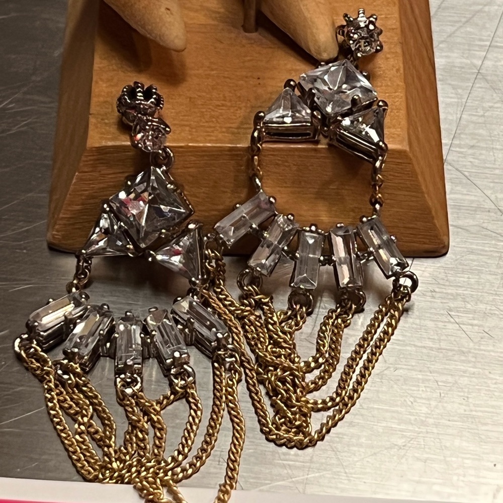 HP Vintage juicy couture crystal and multi chain chandelier style earrings